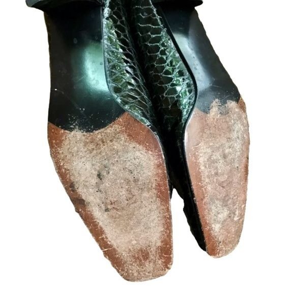 Stuart Weitzman Patent Leather Croc Block Heels Size 7 A - Picture 5 of 9